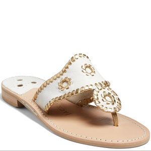Jack Rogers Pebbled Flat Sandal - White and Gold